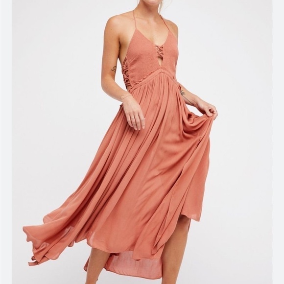 Free People Boho Coconuts All Day Halter Cutout Bohemian Midi Maxi Dress XS/S - Picture 1 of 14